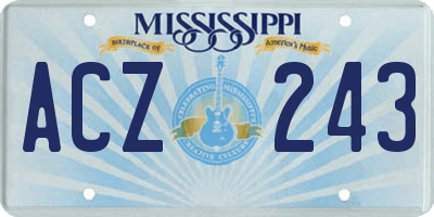 MS license plate ACZ243