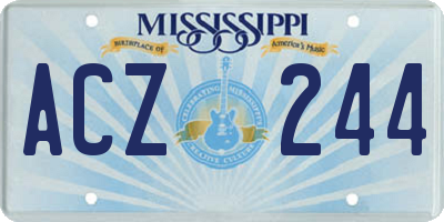 MS license plate ACZ244
