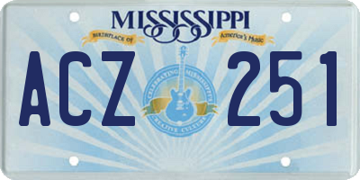 MS license plate ACZ251