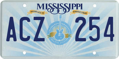 MS license plate ACZ254