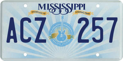 MS license plate ACZ257