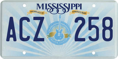 MS license plate ACZ258