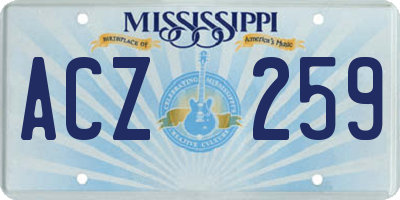 MS license plate ACZ259
