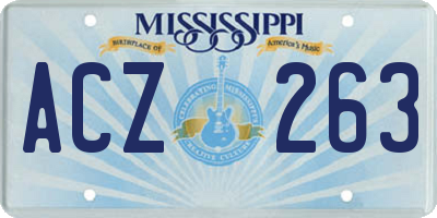MS license plate ACZ263