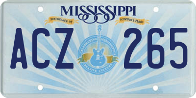 MS license plate ACZ265