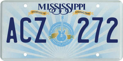 MS license plate ACZ272