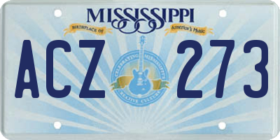 MS license plate ACZ273