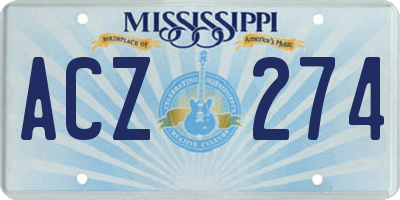 MS license plate ACZ274