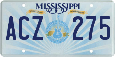 MS license plate ACZ275