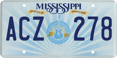 MS license plate ACZ278