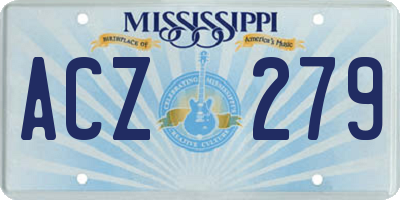 MS license plate ACZ279
