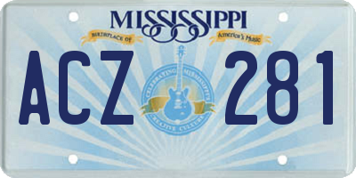 MS license plate ACZ281