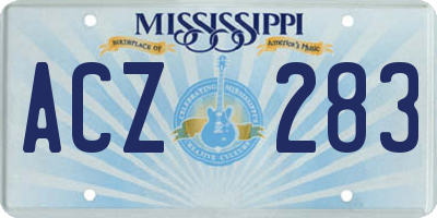 MS license plate ACZ283