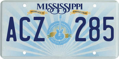 MS license plate ACZ285