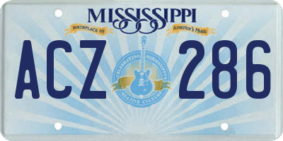 MS license plate ACZ286