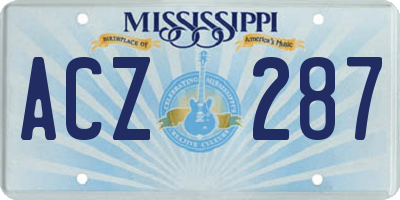 MS license plate ACZ287