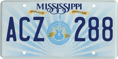 MS license plate ACZ288