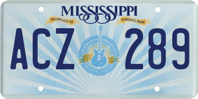 MS license plate ACZ289