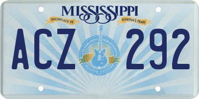 MS license plate ACZ292
