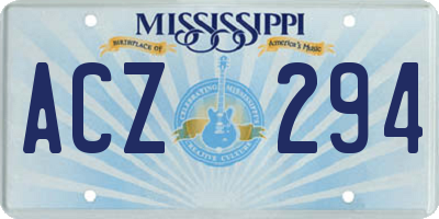 MS license plate ACZ294