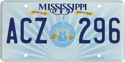 MS license plate ACZ296