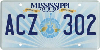MS license plate ACZ302