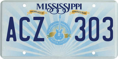 MS license plate ACZ303