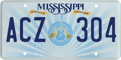 MS license plate ACZ304