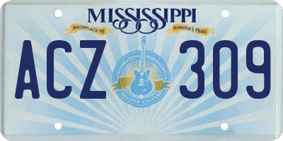 MS license plate ACZ309