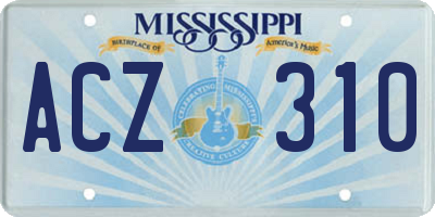 MS license plate ACZ310