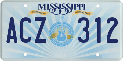 MS license plate ACZ312