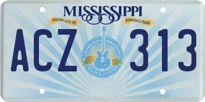 MS license plate ACZ313