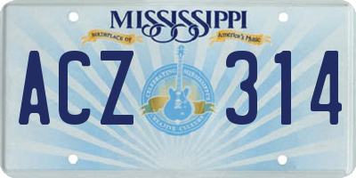 MS license plate ACZ314