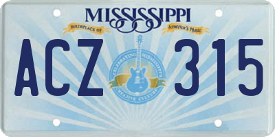 MS license plate ACZ315