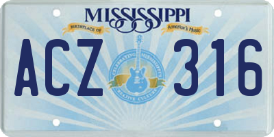 MS license plate ACZ316
