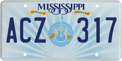 MS license plate ACZ317
