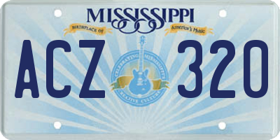 MS license plate ACZ320