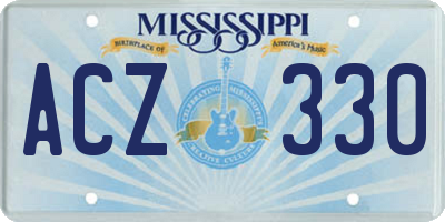 MS license plate ACZ330