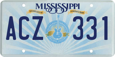 MS license plate ACZ331
