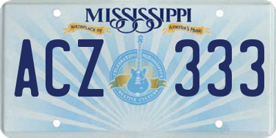MS license plate ACZ333
