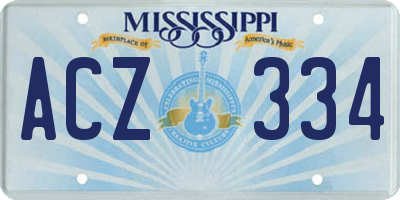 MS license plate ACZ334