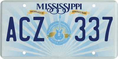 MS license plate ACZ337