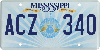 MS license plate ACZ340