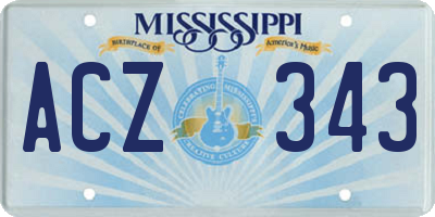 MS license plate ACZ343