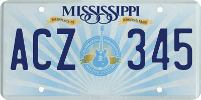 MS license plate ACZ345