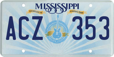MS license plate ACZ353