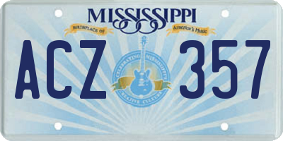 MS license plate ACZ357
