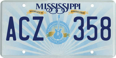 MS license plate ACZ358