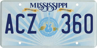 MS license plate ACZ360