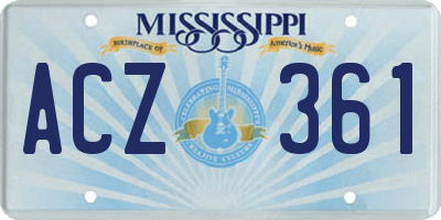 MS license plate ACZ361